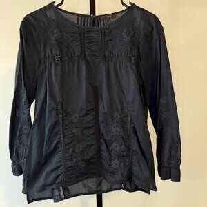 J. Crew Navy Blue Eyelet Lightweight Crochet Blouse